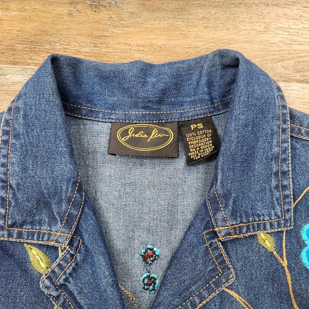 Julia Kin Embroidered Denim Jacket Size PS - Picture 10 of 11